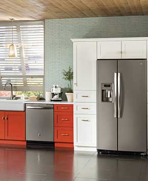 silver refrigerator and dishwasher